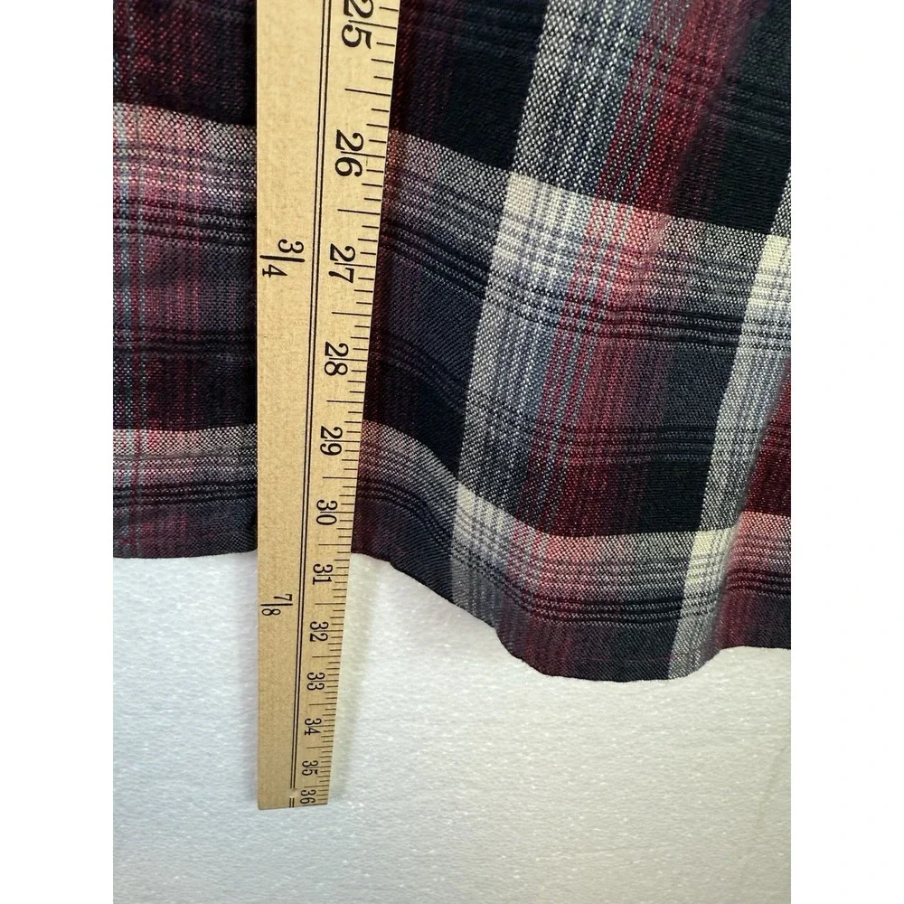 Vintage Van Heusen Mens XL Red Gray‎ Plaid Winterweight Flannel Shirt Shacket